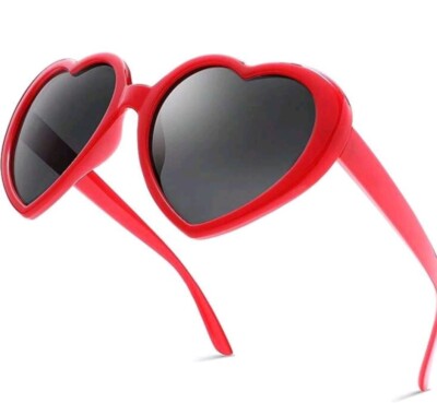 Heart Shaped Shades Oversized Sunglasses, Red