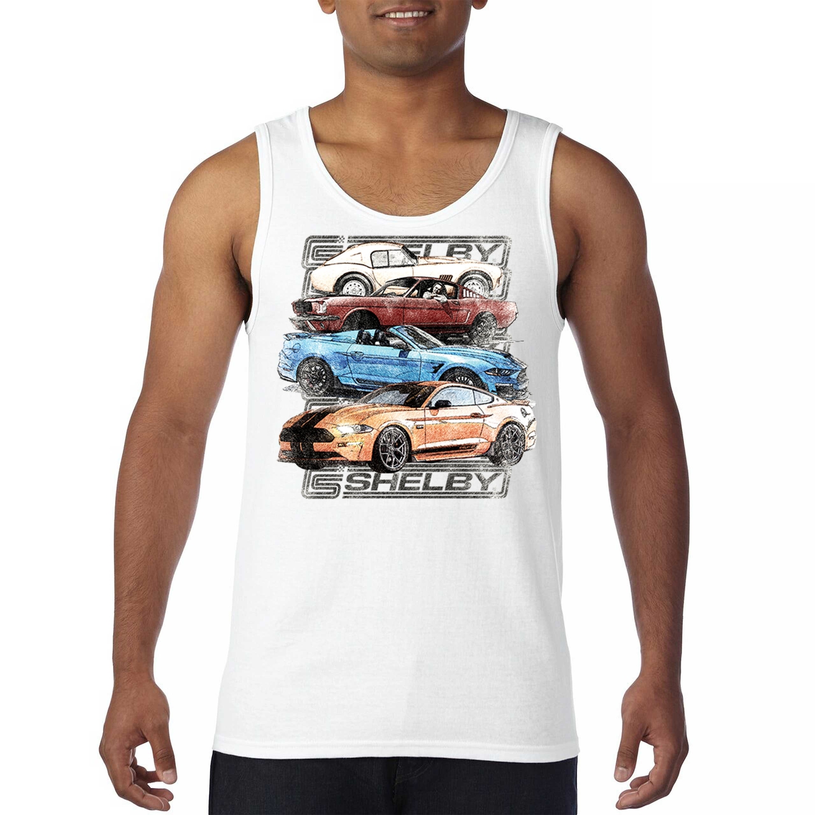 ALTRA Shelby Cars Sketch Tank Top Mustang Racing GT Cobra alimentato da Ford Top da uomo