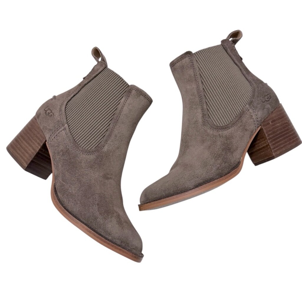 Ugg Women's Faye, Brown Gray Suede Chelsea Boots, Size