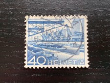 SWITZERLAND HELVETIA 1949 ENGINEERING LANDSCAPES 40C BLUE RHINE HARBOUR - USED