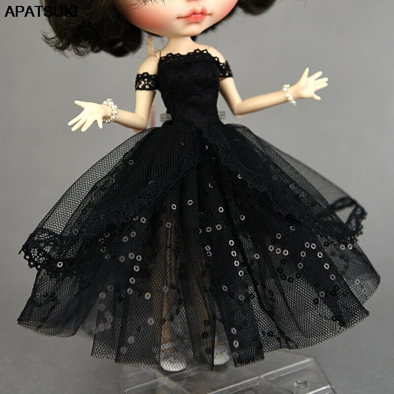 Black Princess Lace Tutu Dress for Blyth Dolls Clothes Party Dress 1/6  Outfits