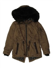 Khujo Womens Parka Jacket Uk 10 Small Brown Cotton Ae09