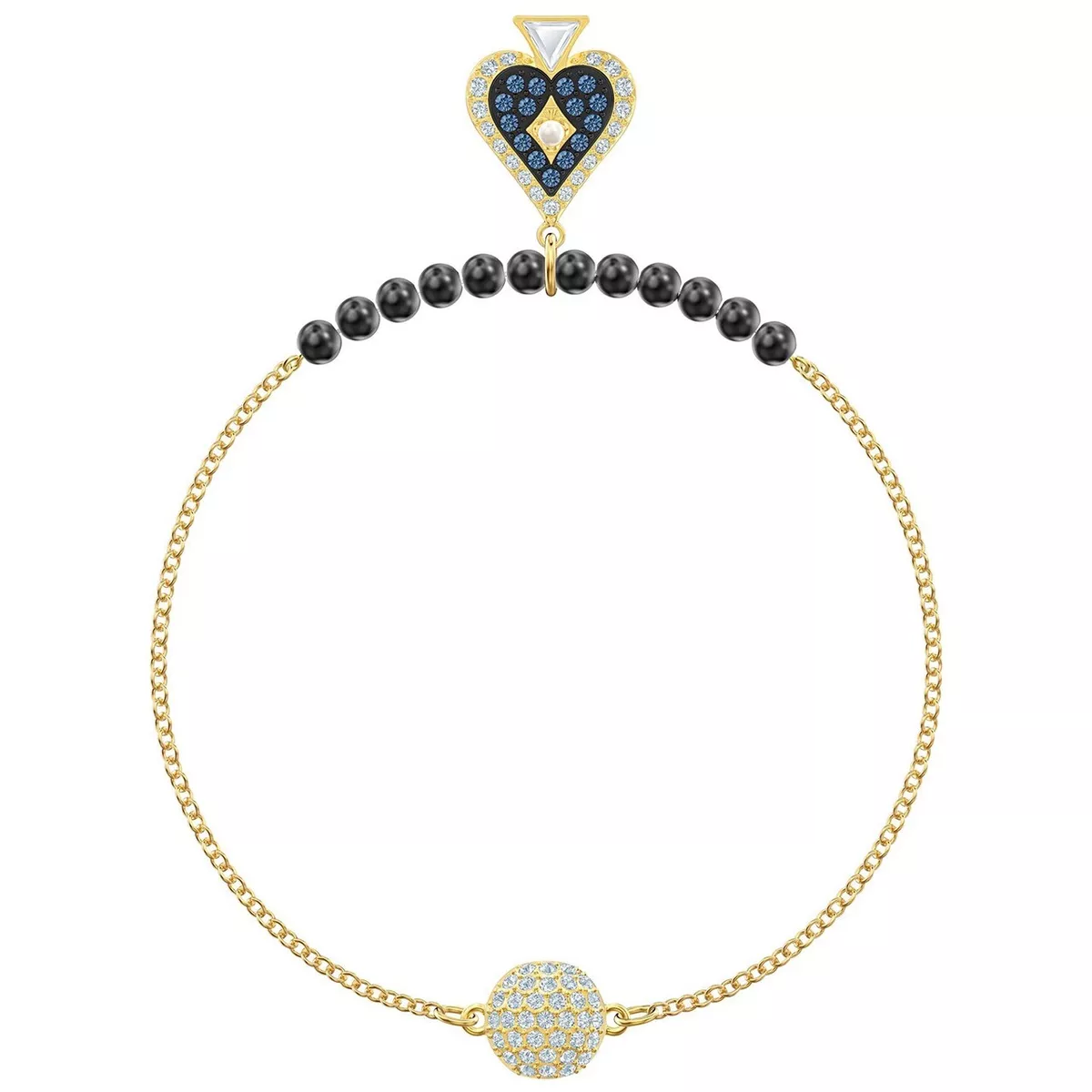 New Swarovski Crystal Remix Spade Strand Bracelet Gold Tone