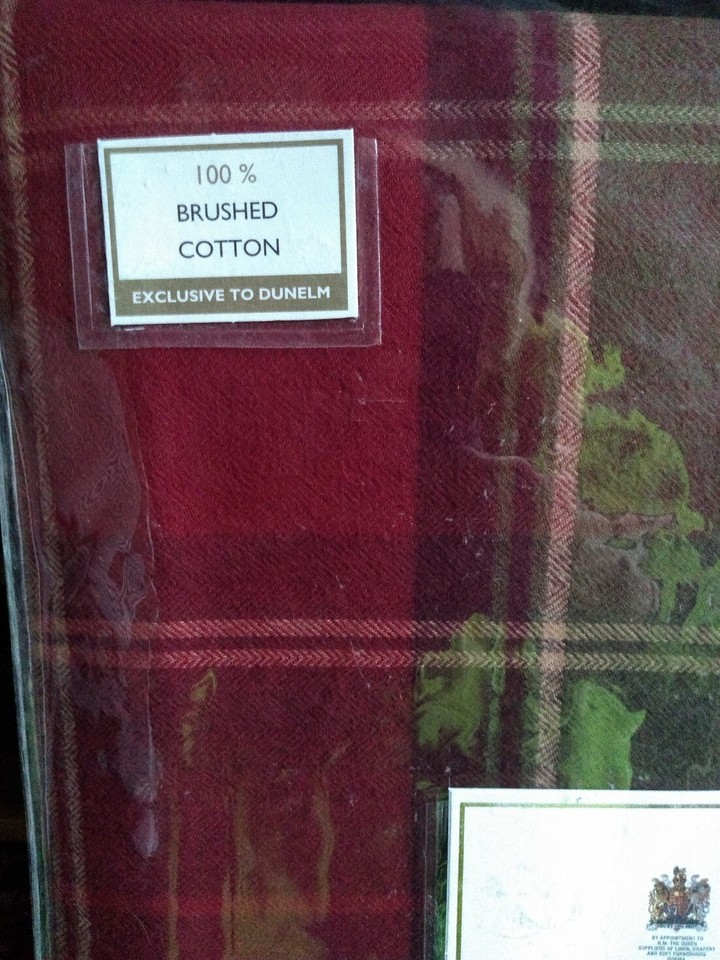 DORMA LIVINGSTON LOMOND KING SIZE BEDDING SET BRUSHED COTTON RED NWT