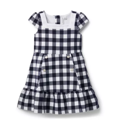 Janie and Jack Girls Size 6 Black White Gingham Check Ponte Dress