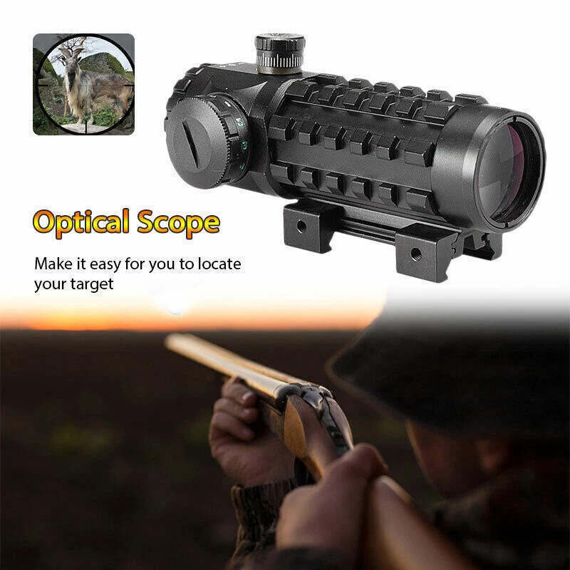 New 3X28 Green Red Dot Cross Tactical Optics Sight Fit 11/20mm Rail Rifle Scopes - Image 3 of 4