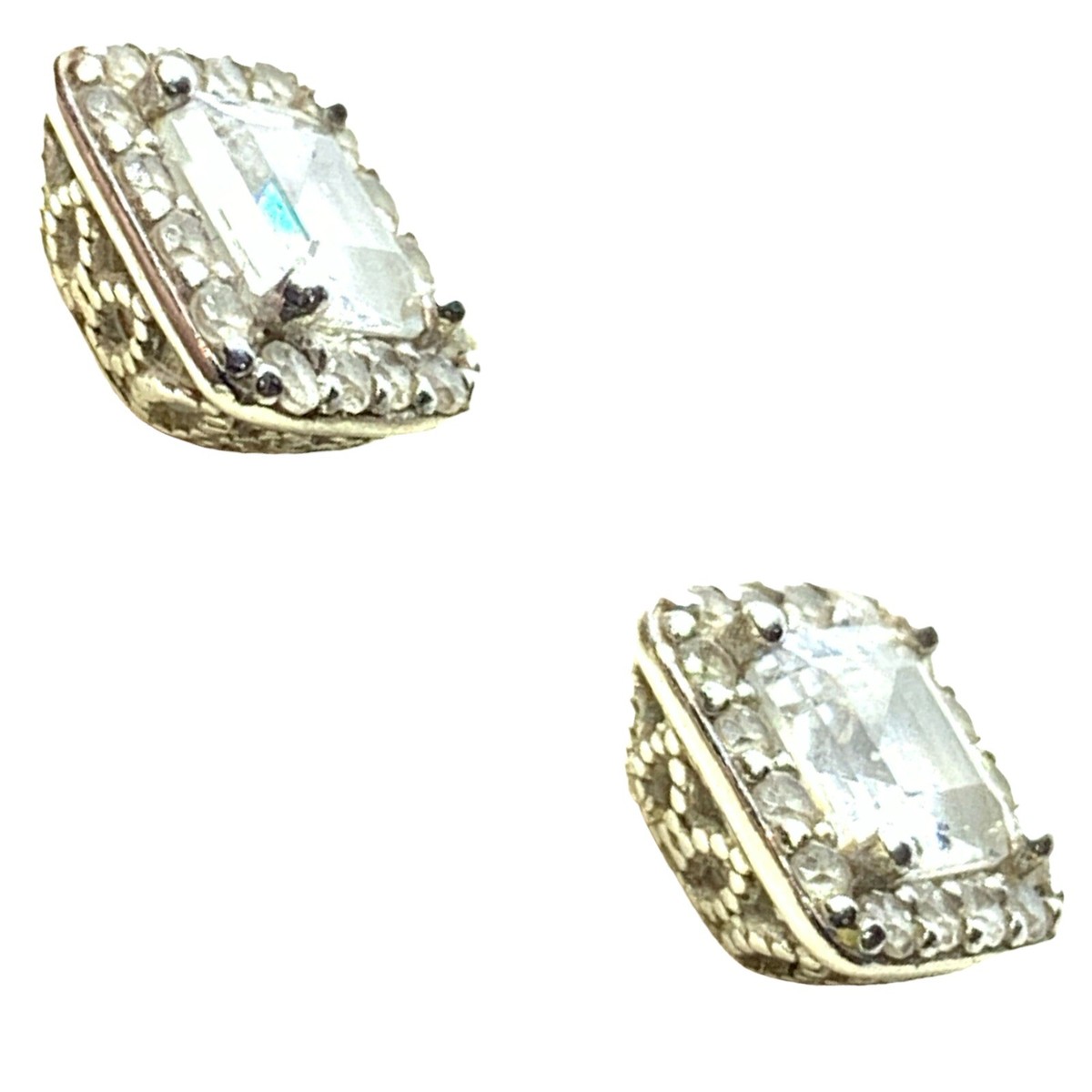925 CZ Studs EHC Princess Cut CZs 6 mm Sterling Silver 925 CZ Studs EHC Princess Cut CZs 6 mm Sterling Silver