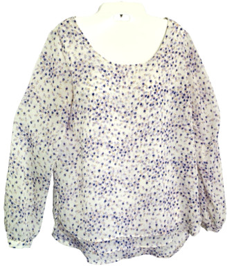 Lauren Conrad Woman M Two Layer Soft Chiffon Blouse Lavender Ivory Whimsy Summer