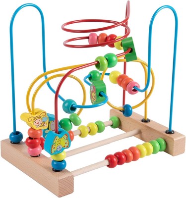 Joqutoys Bead Maze Toy for 1 2 3 Year Old Kids, Wooden Colorful Roller... 