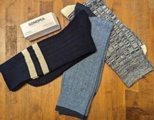 MEN'S SONOMA GOODS FOR LIFE COTTON BLEND CREW SOCKS - 3 PAIR Navy Blue NEW