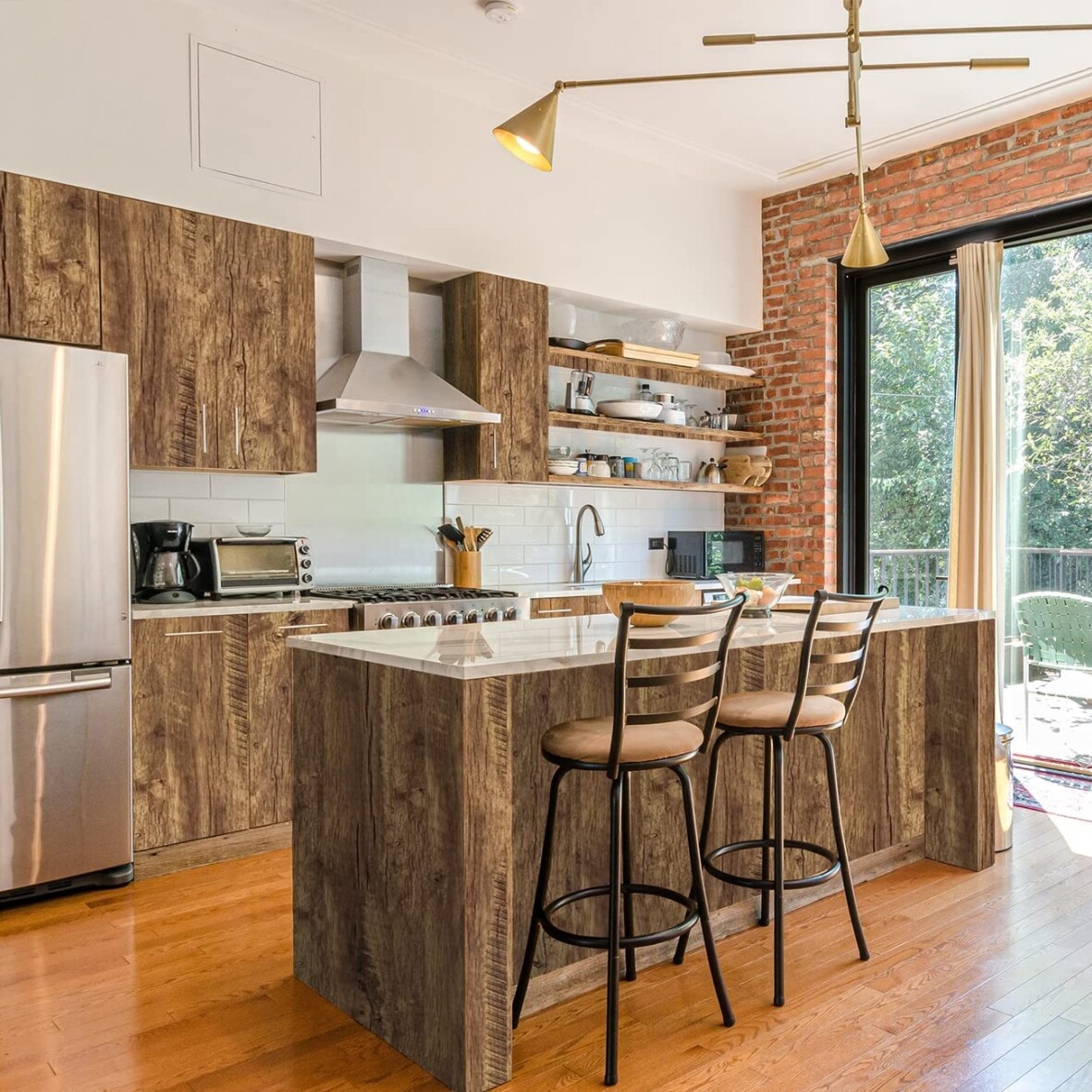 Plain Brown Wood Effect Fablon Self Adhesive Film Vinyl Sticky Back