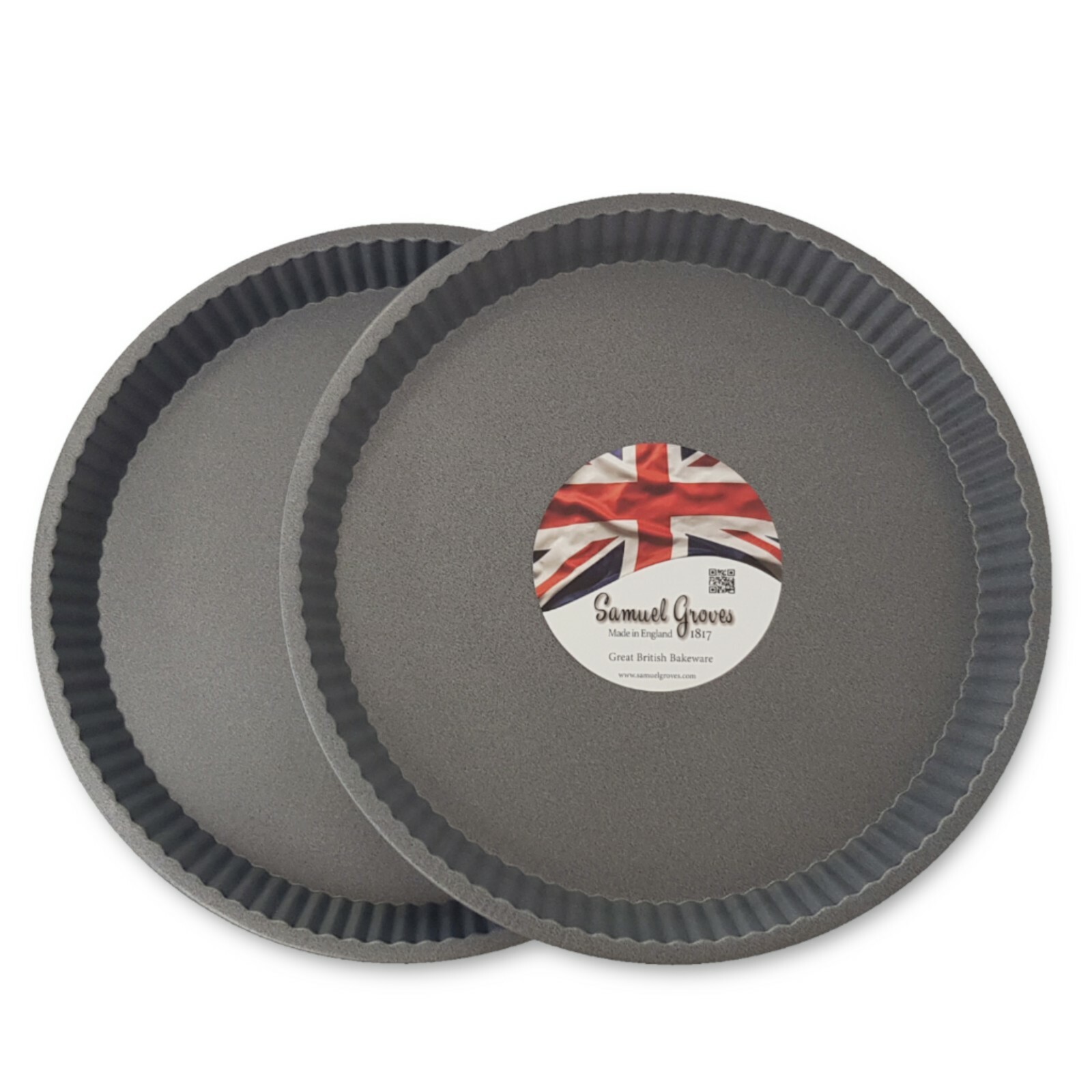 2x 12"" Tart Quiche Cake Tin Double Coated Non Stick Great British Bakeware