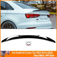 Rear Trunk Spoiler Wing M4 Style For Audi A3 S3 RS3 Sedan 2014-2020 Gloss Black