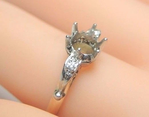 Antique Art Deco Setting Mounting Platinum 18K Rose Rg Sz 4.5 UK-I Hold 5.5-6MM - Image 3 of 4