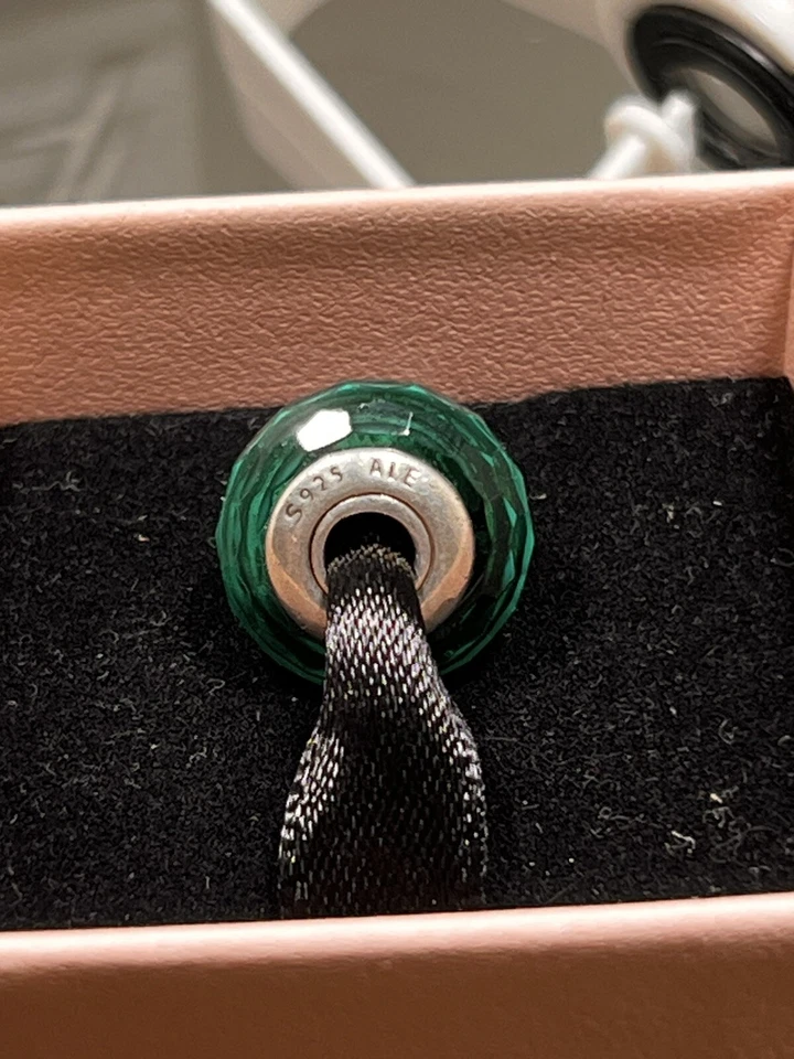 Charm Pandora Verde Vetro Murano Originale Argento Nuovo Gioielli Brand - Immagine 4 di 4