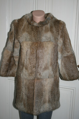 CLAN Damen Kanninchen Pelzmantel Rabbit Fur 3/4 Arm wie neu in Gr. 34 36