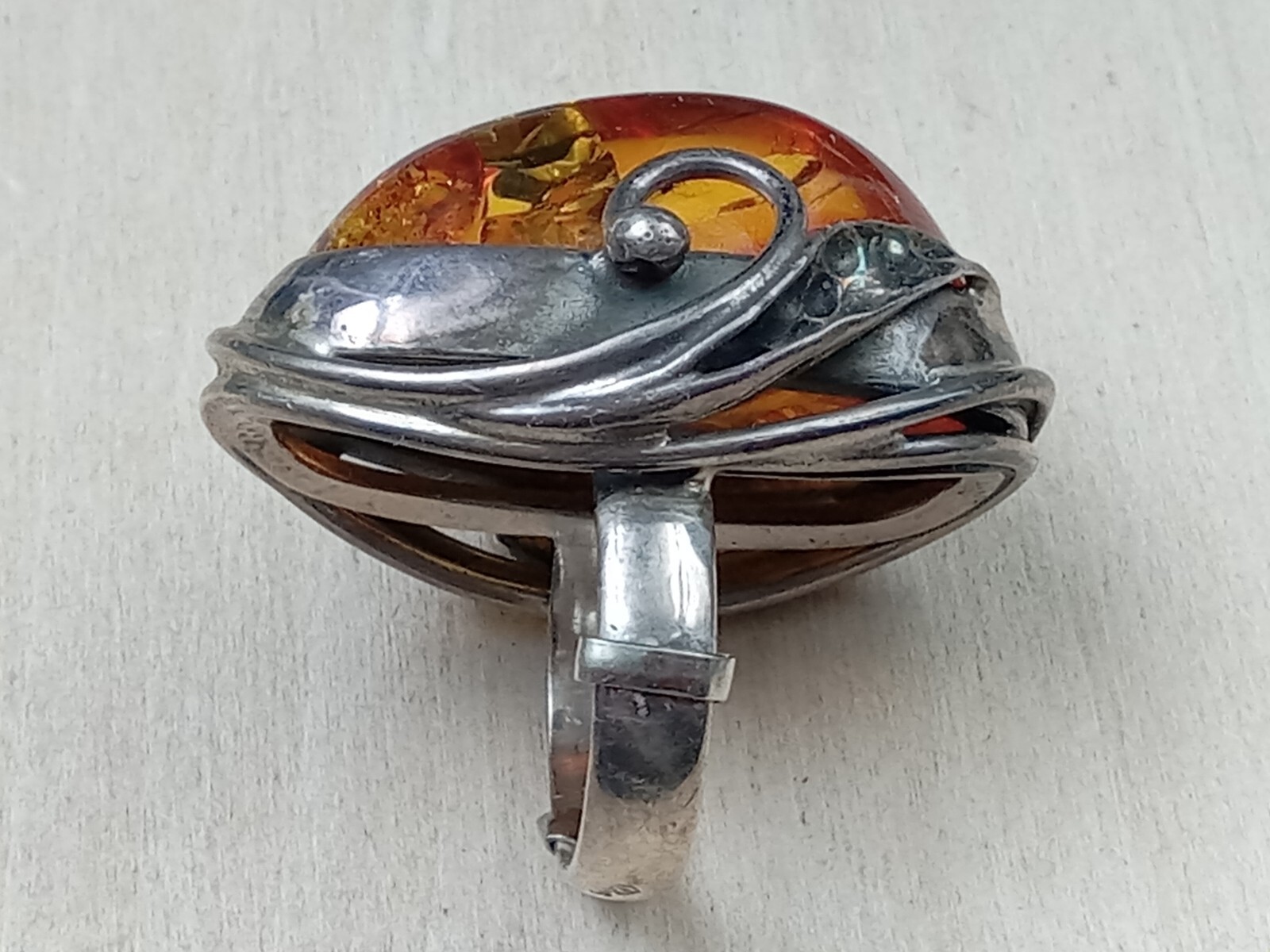 Unique Statement Artisan Sterling Silver Ring w C… - image 5