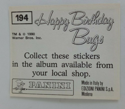 1990 Panini Happy Birthday Bugs (Pick Your Sticker) - Picture 279 of 343
