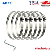 6 inch Hose Clamps 304 Stainless Steel Adjustable Worm Gear Drive Hose Clamp