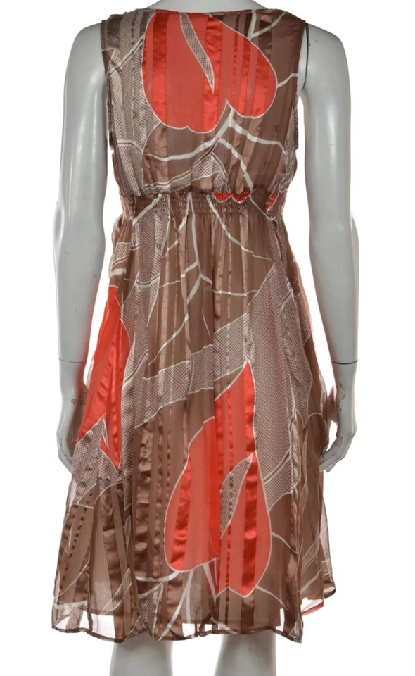 Charlotte Ronson Womens Dress Size S Clay Brown Printed Sheath Knee Length Silk - Image 2 of 4