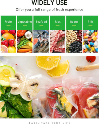 Vacuum Sealer Bags, 2 Rolls 8'' X 50' Commercial Grade Bag Rolls, BPA Free Foo...