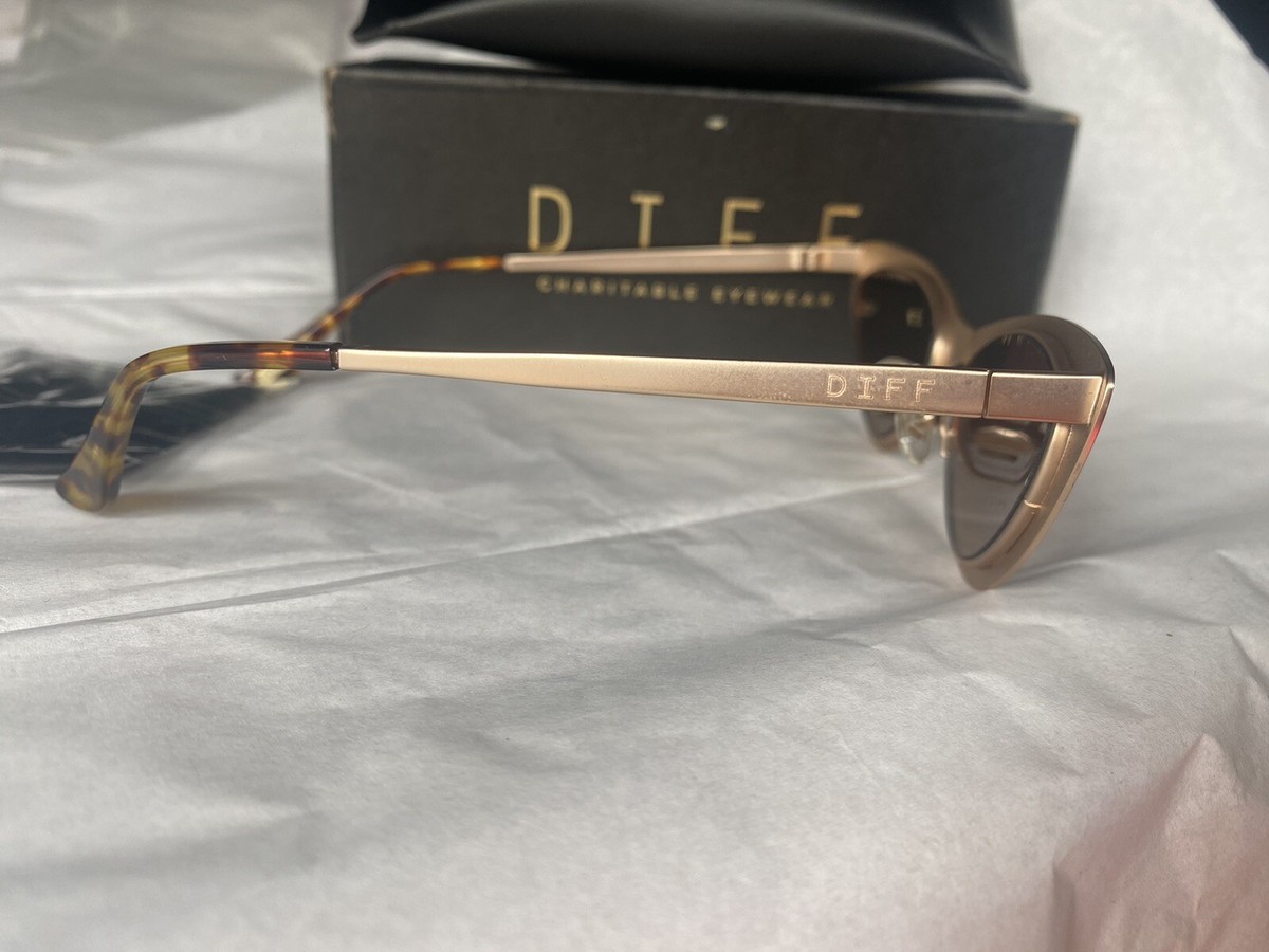 New Diff Eyewear Rae Womens Cat Eye Sunglasses Gold Frame 