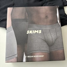 SKIMS Men’s 3” Boxer Brief 3-Pack Onyx Size Small New In Box Waist 28-30”