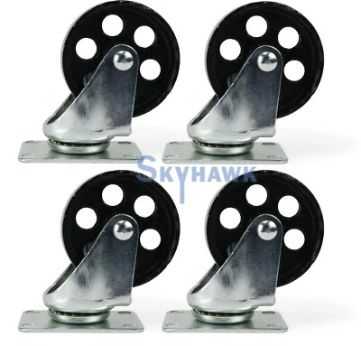 CAL-HAWK 4-Pc. 3-1/2" 350-lb Capacity All-Steel Wide Wheel Swivel Top Plate Casters