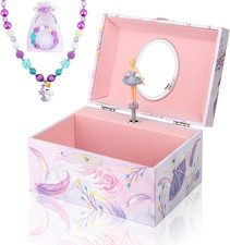 Musical Jewellery Box for Girls with Unicorn Jewelry Set, Kids Jewellery Box Mus