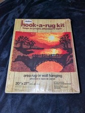 Vintage Hook-A-Rug Kit Area Rug Wall Hanging 25/32 Sunset Over Bridge 20" x 27"