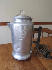 Vintage Coffee Percolator Aluminum Electric 6 Cup Pot