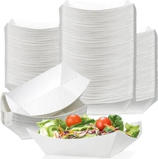 MotBach, 150 Pack Paper Food Boats, White