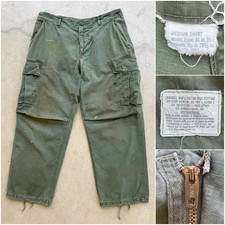 1969 Vtg US Army Ripstop Jungle Pants MEDIUM SHORT W 34 L 27 OG 107 Military 60s