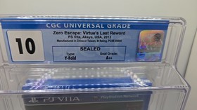 Zero Escape Virtues Last Reward PlayStation Vita  CGC Graded 10 Perfect A++ Seal