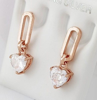 LAB CREATED 3,60 kt WEISSER SAPHIR BAUMELNDE OHRRINGE 14k ROSÉVERGOLDET