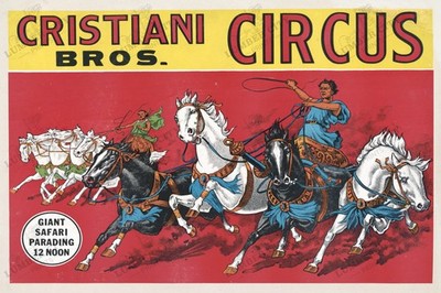 Cristiani Bros Circus Chariot Race c1900 Poster Print Wall Art Retro USA