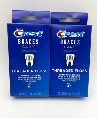 New Crest Braces Care - Threader Floss - 60 Single Use Packets - Ages 6+