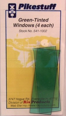 Pikestuff 541-1002 HO Scale Glazing Green Tinted Windows (Pack of 4)
