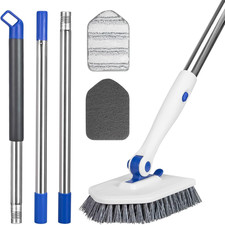 Tile Tub Scrubber Brush with 52-Inch Adjustable Long Handle 3-In-1 Rotatable Sho