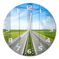 Stilvolle Design-Wanduhr Aus GehäRtetem Glas Autobahn WeißE Zeiger Fi30 Cm