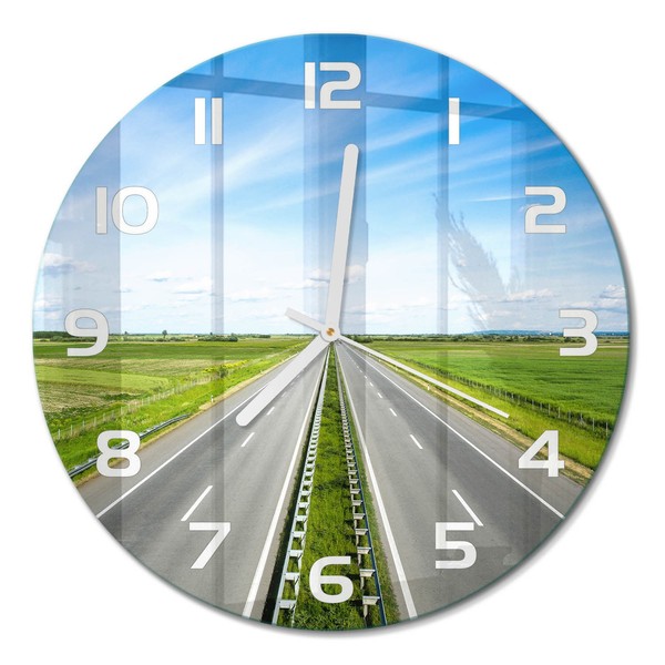 Stilvolle Design-Wanduhr Aus GehäRtetem Glas Autobahn WeißE Zeiger Fi30 Cm-image