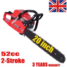52cc Heavy Duty Petrol Chainsaw 20" Bar 50 cm Cut 2-Stroke Easy-starting