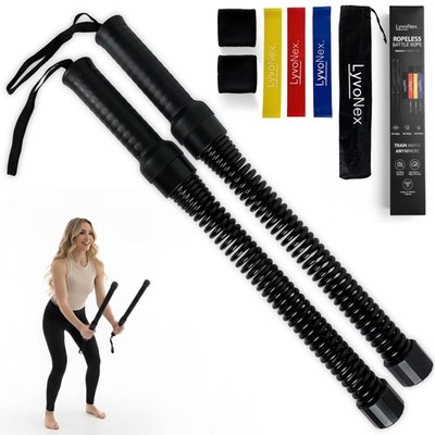 Ropeless Battle Ropes Set 2 Pack | Cordless Battle Ropes for HIIT Cardio and ...