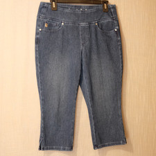 Nwot Belle by Kim Gravel Petite Flexibelle Capri Dark Wash Womens 12P H99-30