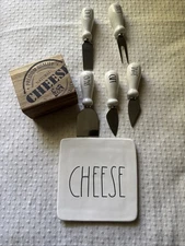 Rae Dunn Cheese Plate And Knife Set With Wood Block Great For Holidays New
