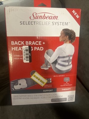 Sunbeam Select Relief System Back Brace + Heating Pad for Support & Therapy
