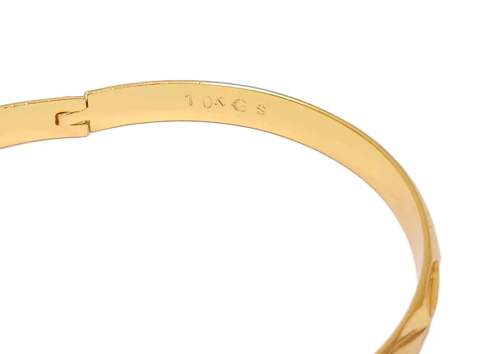 10K Yellow Gold Shell Ornate Filigree Star Snowflake Design 7.5" Bangle Bracelet - Image 3 of 4