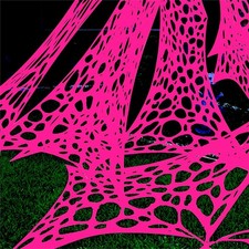 700 Sqft Glow Pink Giant Durable Spider Webs Halloween Decorations Outdoor, S...