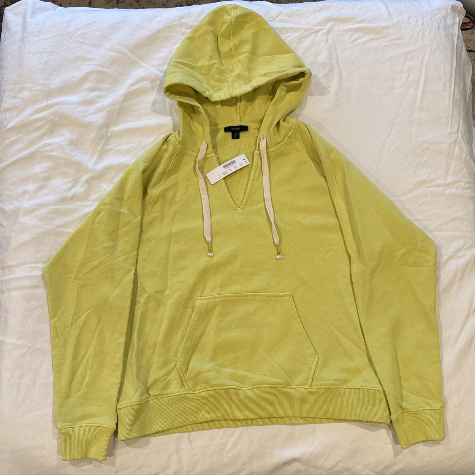 J Crew Garment-dyed V-neck hoodie in original cotton terry AJ640 Yellow Large