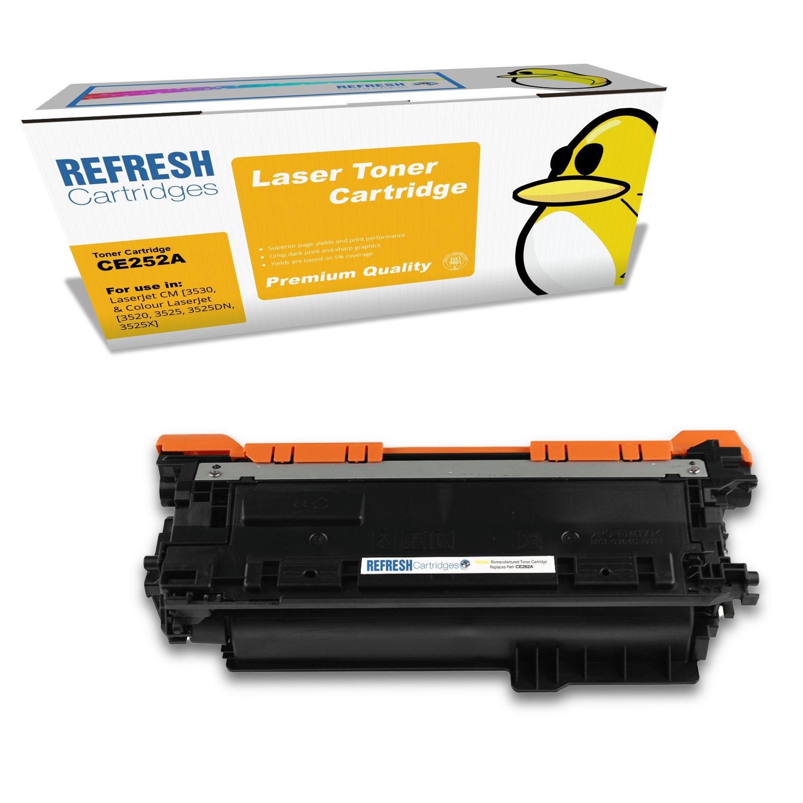 Refresh Cartridges Replacement Yellow CE252A/504A Toner Compatible With HP